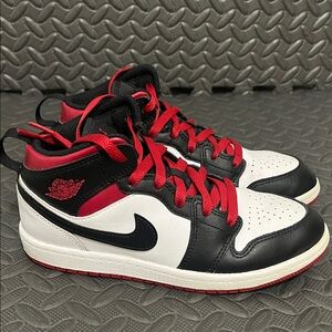 Nike Air Jordan Mid-Top Sneakers in Black, White & Red
